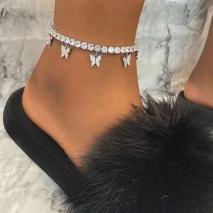 Butterflies Rhinestones Anklets Foot Jewelry
